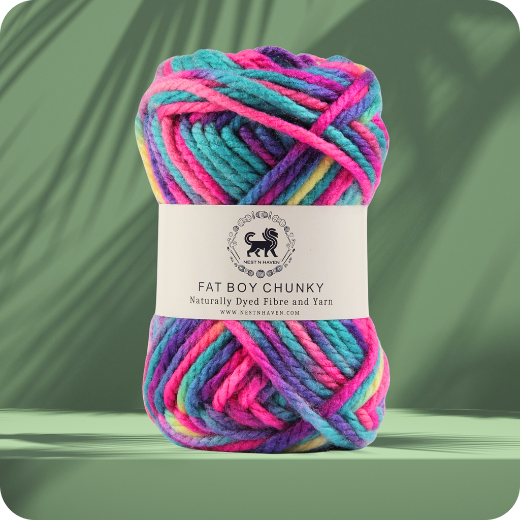 Fatboy Chunky Naturally Dyed Fibre Yarn (100 gram) - Multicolor 14