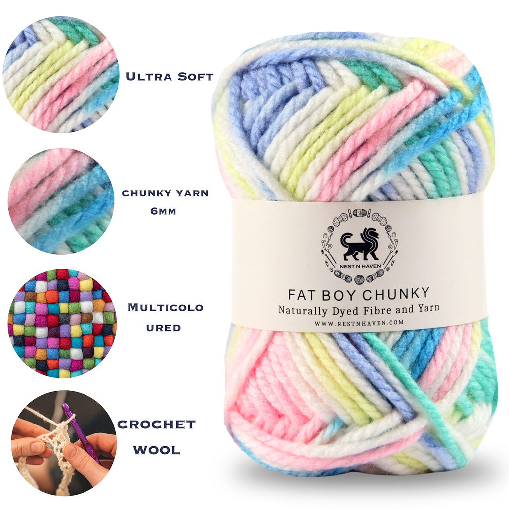Fatboy Chunky Naturally Dyed Fibre Yarn (100 gram) - Multicolor 15