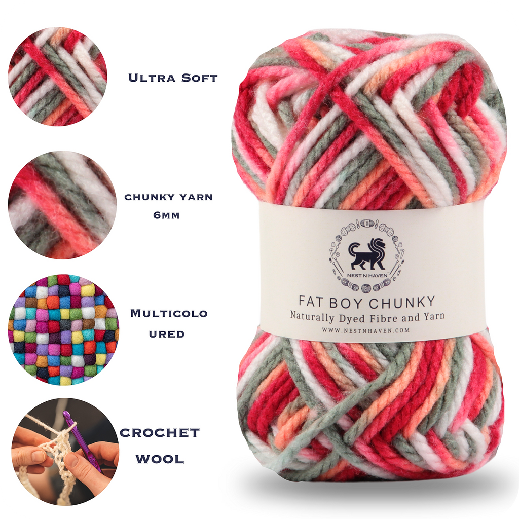 Fatboy Chunky Naturally Dyed Fibre Yarn (100 gram) - Multicolor 3