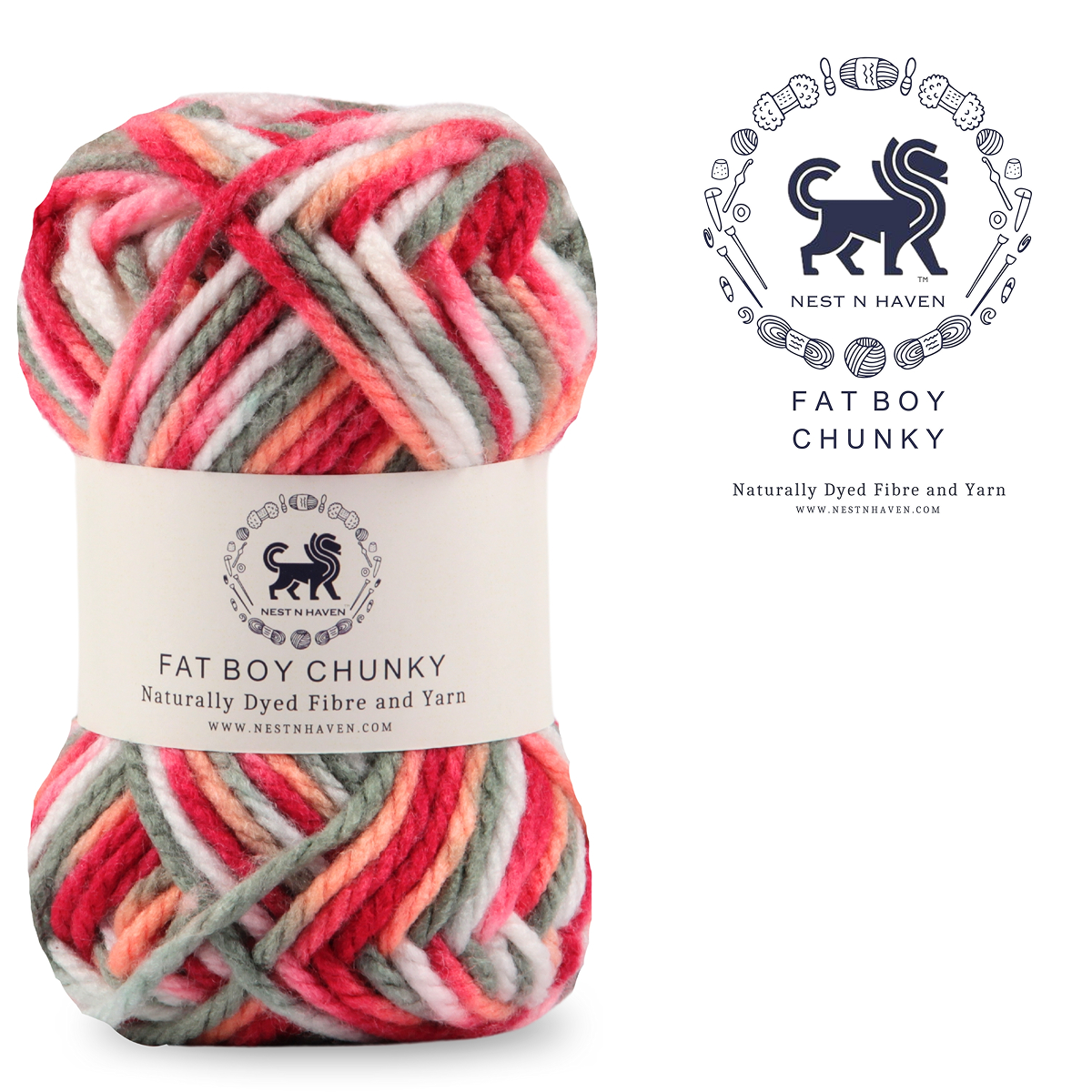 Fatboy Chunky Naturally Dyed Fibre Yarn (100 gram) - Multicolor 3