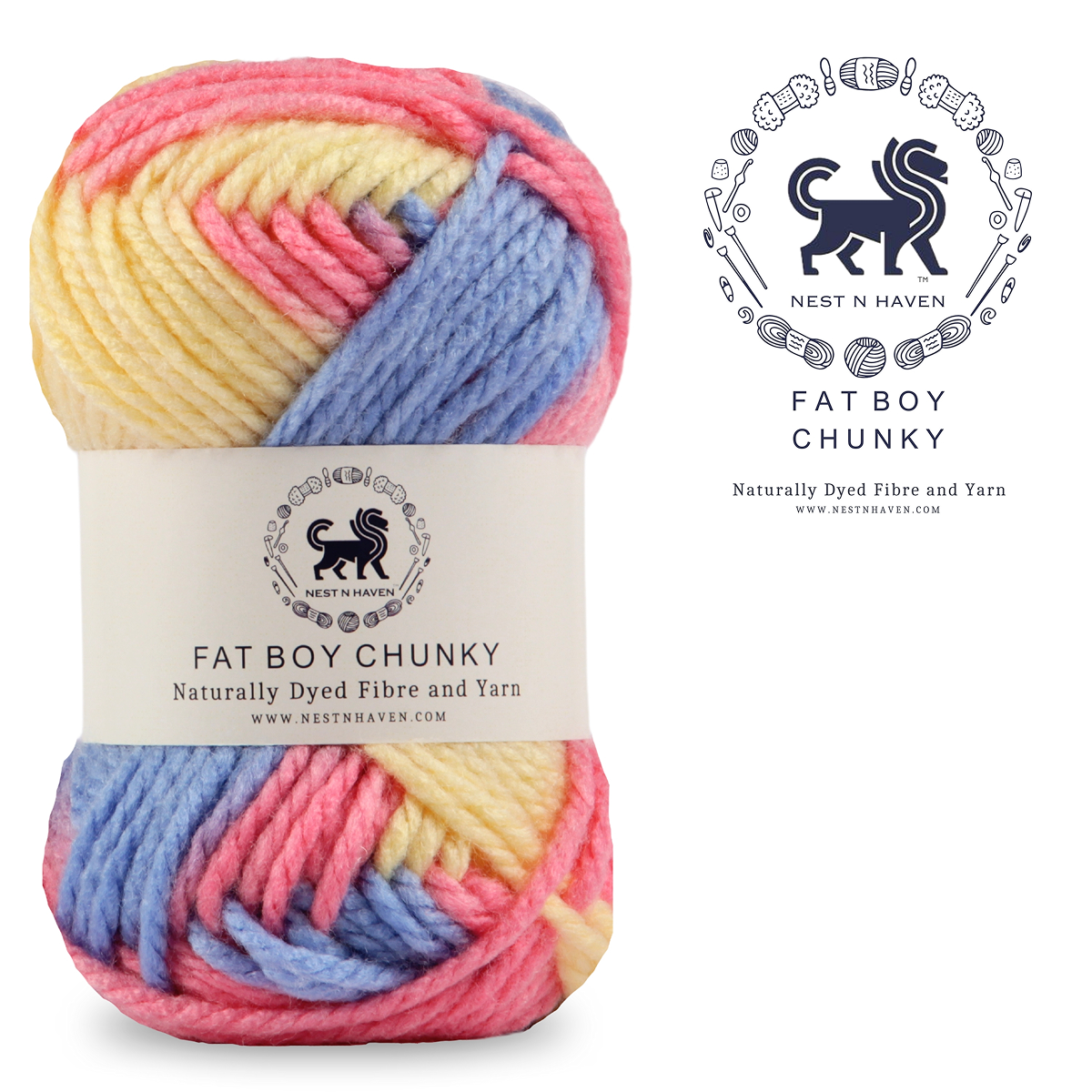Fatboy Chunky Naturally Dyed Fibre Yarn (100 gram) - Multicolor 4
