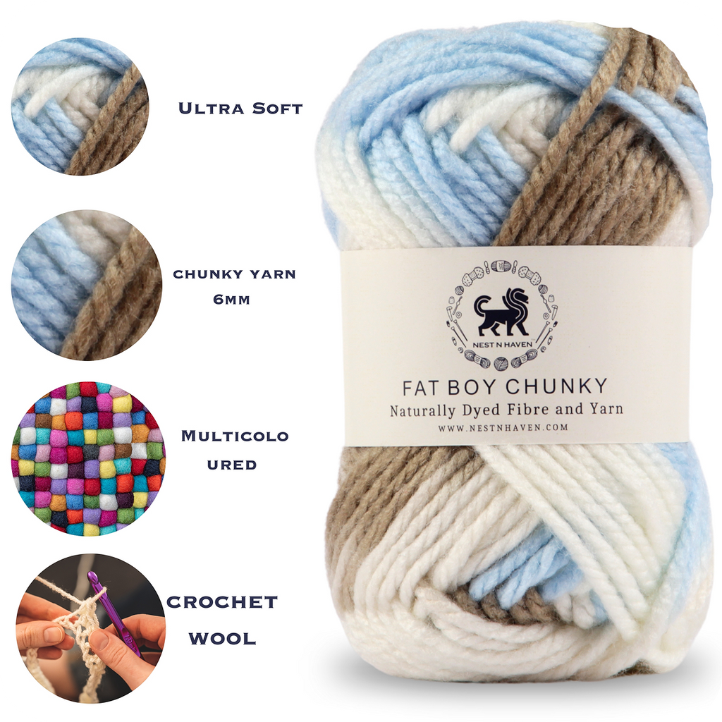 Fatboy Chunky Naturally Dyed Fibre Yarn (100 gram) - Multicolor 5