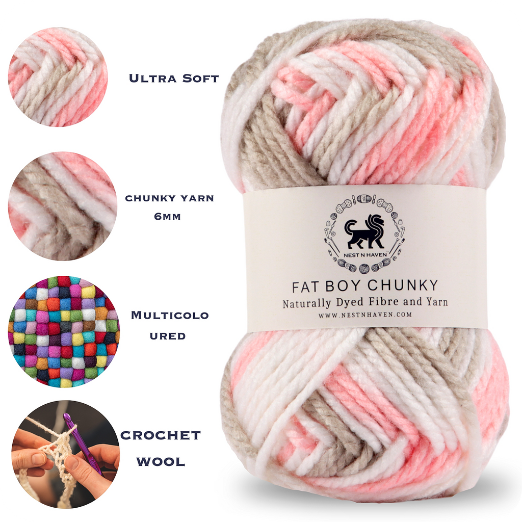 Fatboy Chunky Naturally Dyed Fibre Yarn (100 gram) - Multicolor 6