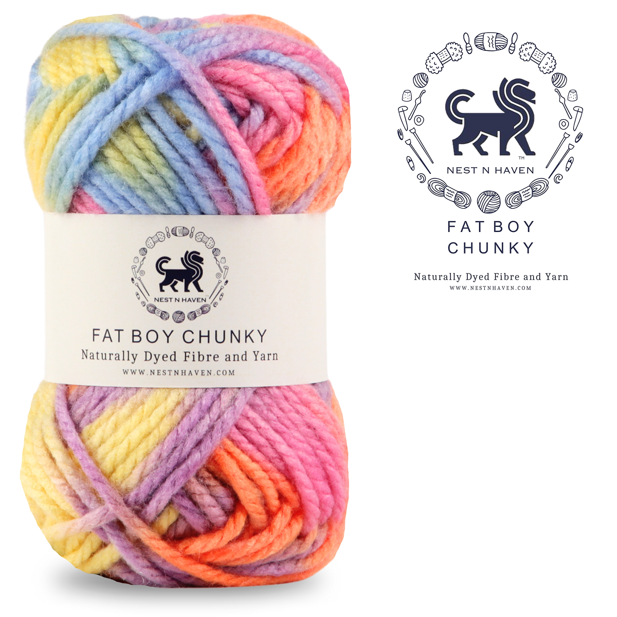 Fatboy Chunky Naturally Dyed Fibre Yarn (100 gram) - Multicolor 9