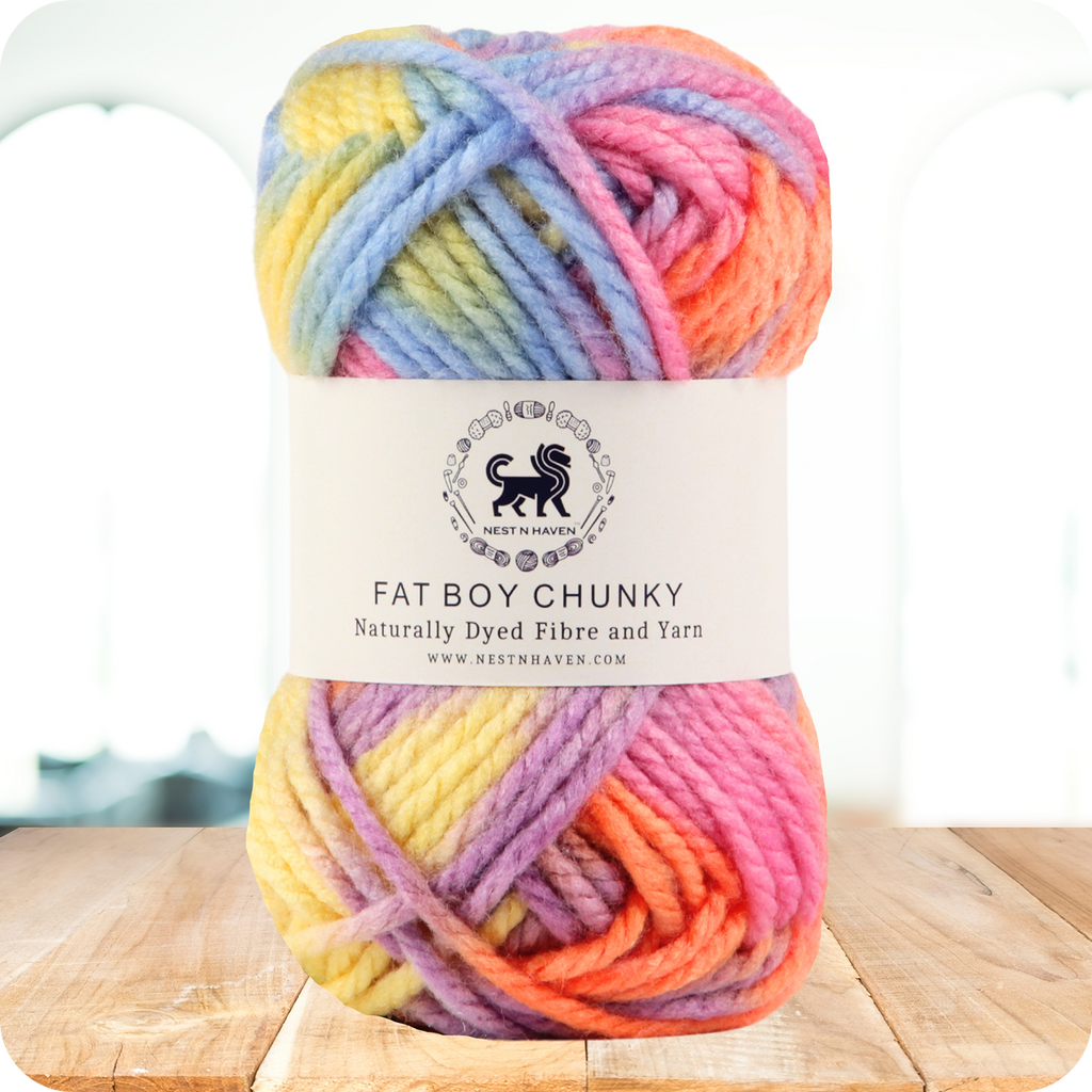 Fatboy Chunky Naturally Dyed Fibre Yarn (100 gram) - Multicolor 9