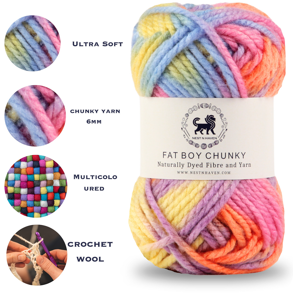 Fatboy Chunky Naturally Dyed Fibre Yarn (100 gram) - Multicolor 9
