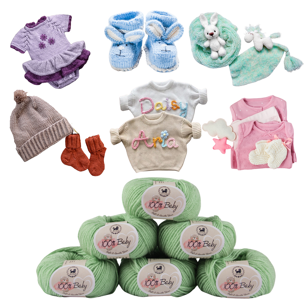 Baby  Yarn  pack of 6 (25gms x 6) 150 gram -  Pastel Green
