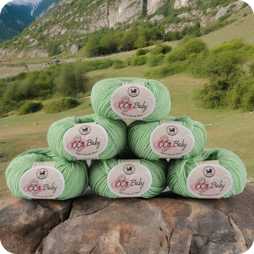Baby  Yarn  pack of 6 (25gms x 6) 150 gram -  Pastel Green