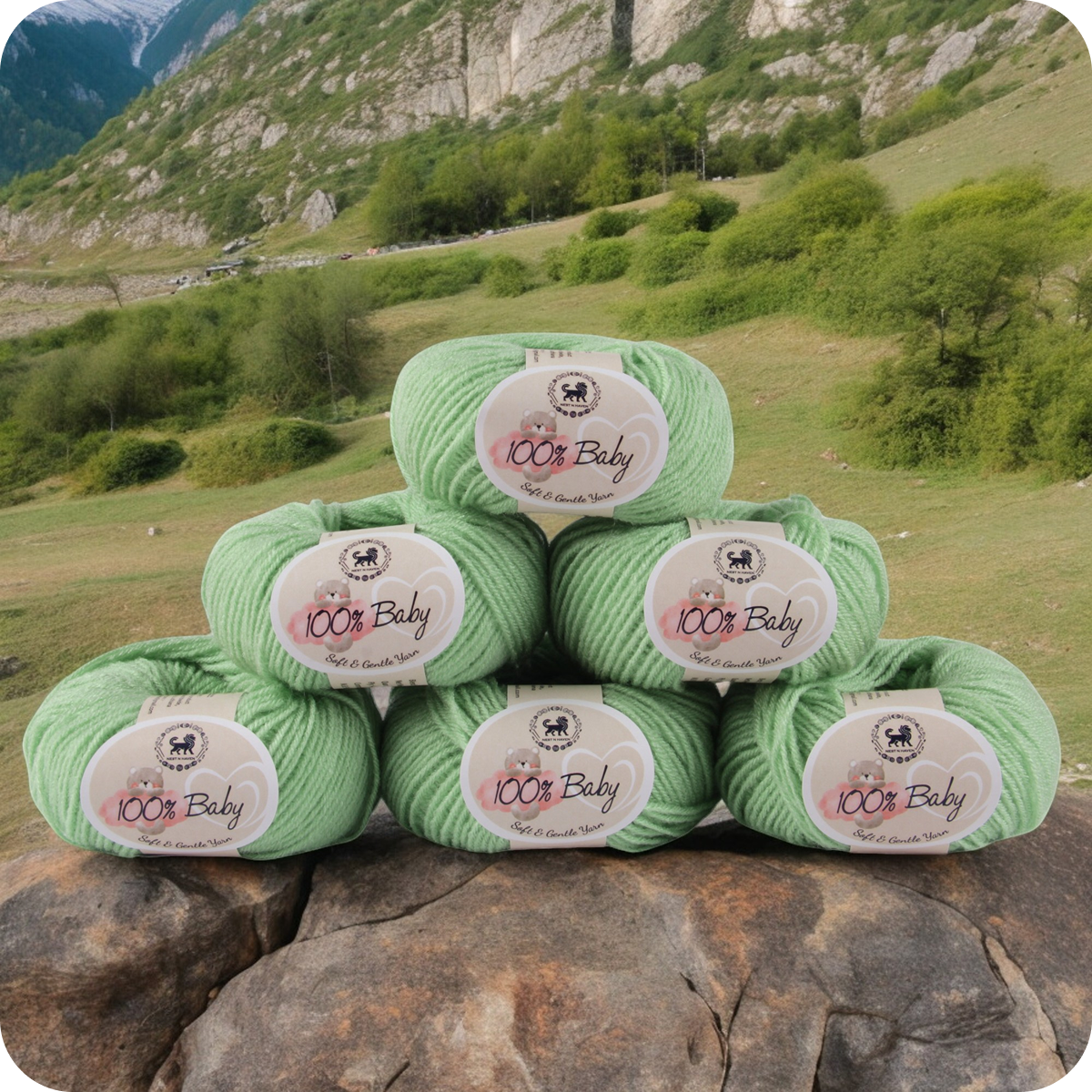 Baby  Yarn  pack of 6 (25gms x 6) 150 gram -  Pastel Green