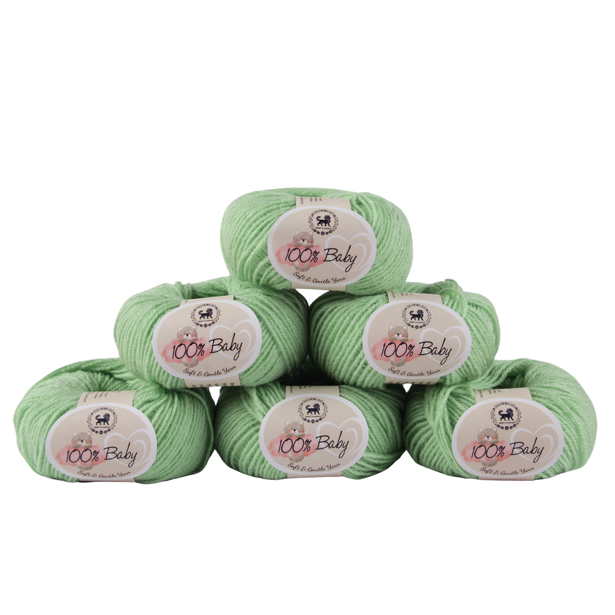 Baby  Yarn  pack of 6 (25gms x 6) 150 gram - Pastel Green