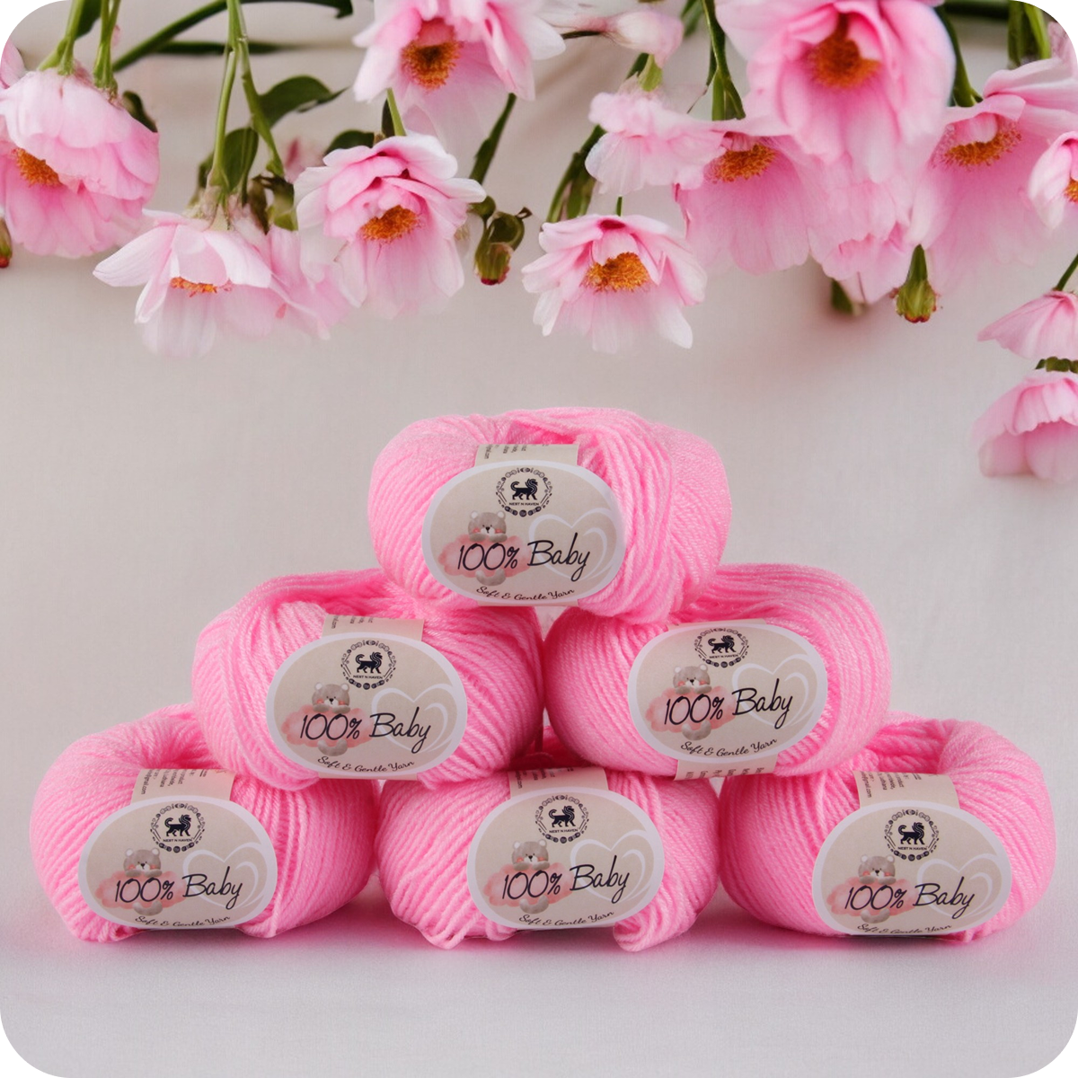 Baby  Yarn  pack of 6 (25gms x 6) 150 gram -  Pink
