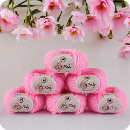 Baby  Yarn  pack of 6 (25gms x 6) 150 gram -  Pink