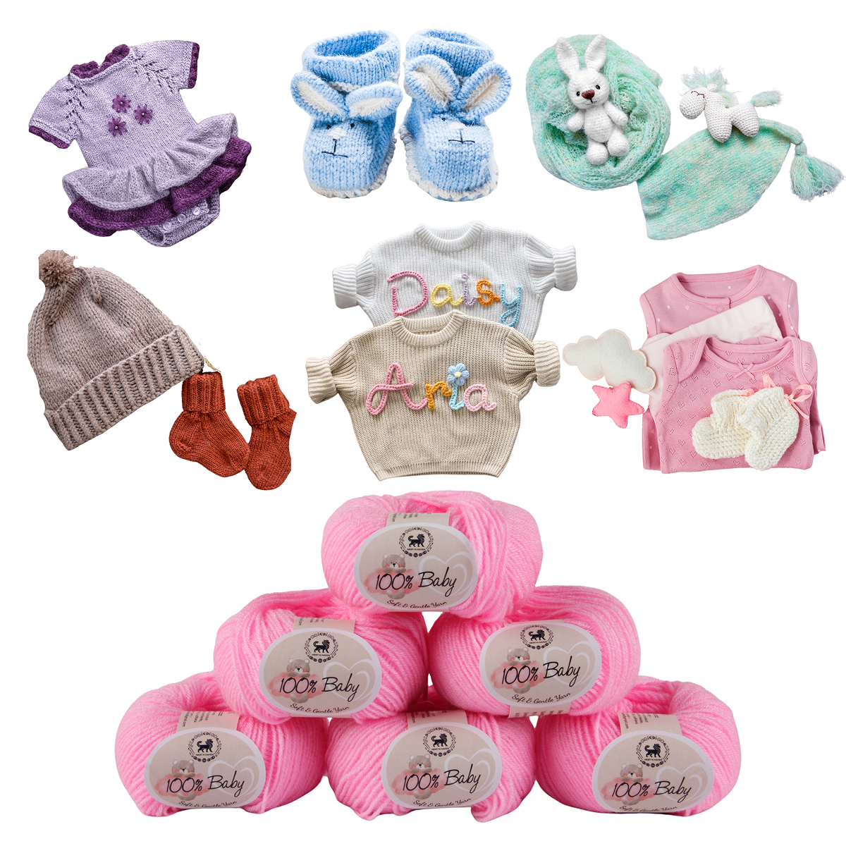Baby  Yarn  pack of 6 (25gms x 6) 150 gram -  Pink