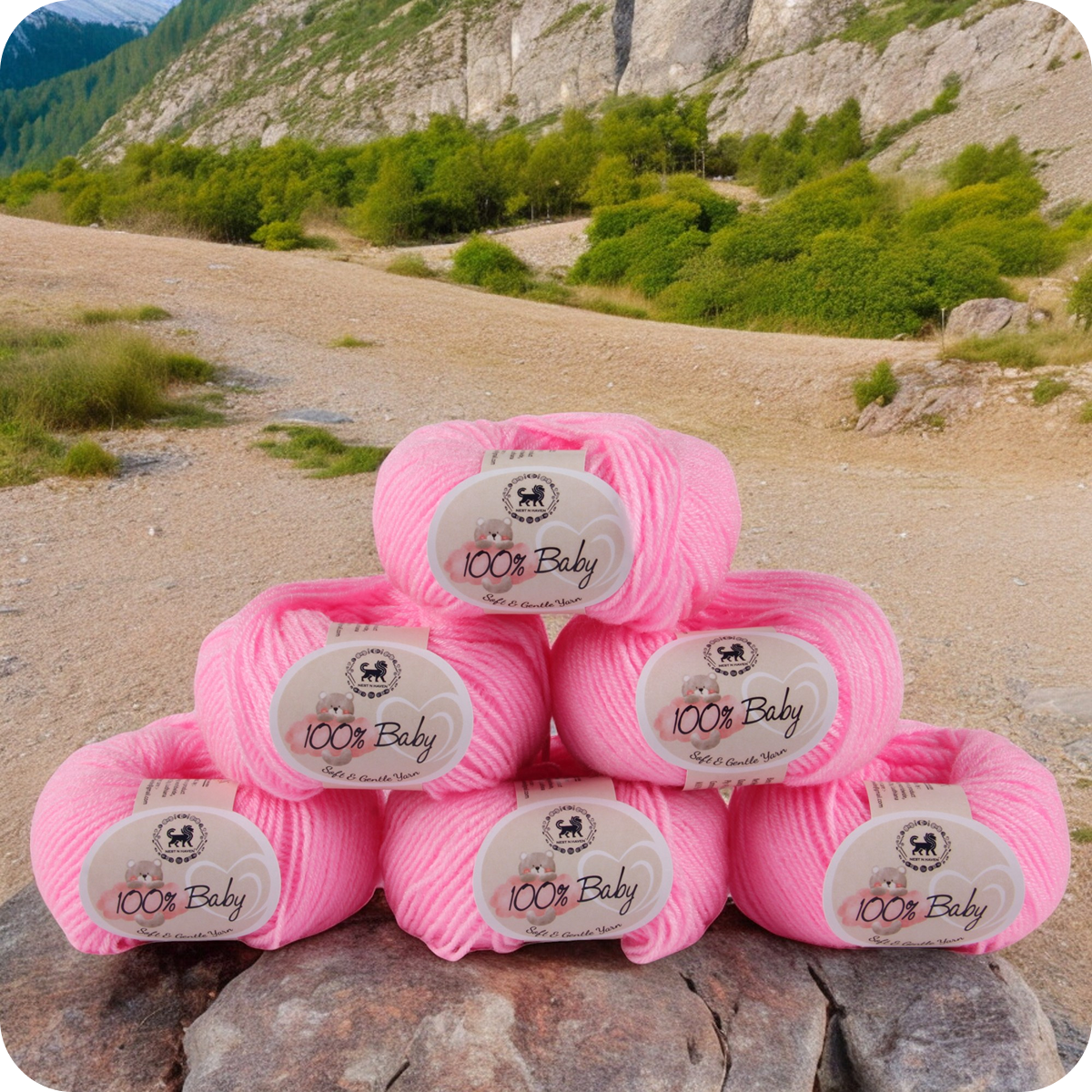 Baby  Yarn  pack of 6 (25gms x 6) 150 gram -  Pink