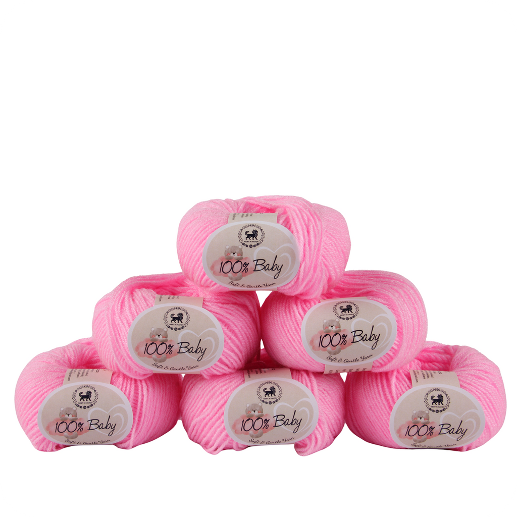 Baby  Yarn  pack of 6 (25gms x 6) 150 gram - Pink