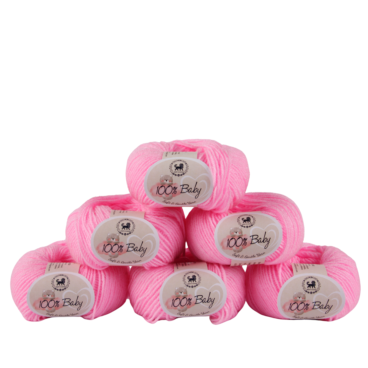 Baby  Yarn  pack of 6 (25gms x 6) 150 gram - Pink