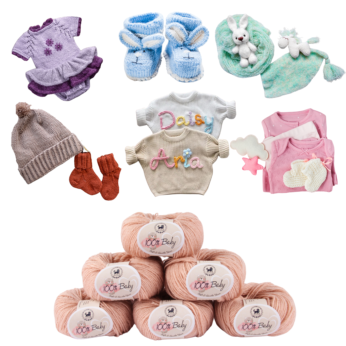 Baby  Yarn  pack of 6 (25gms x 6) 150 gram -  Pinkish Beige