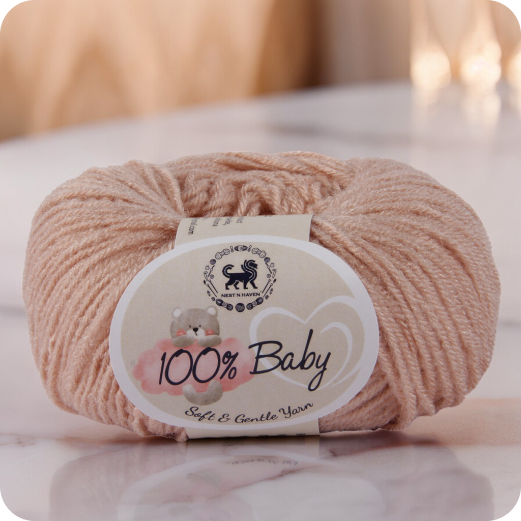 Baby  Yarn  pack of 6 (25gms x 6) 150 gram -  Pinkish Beige