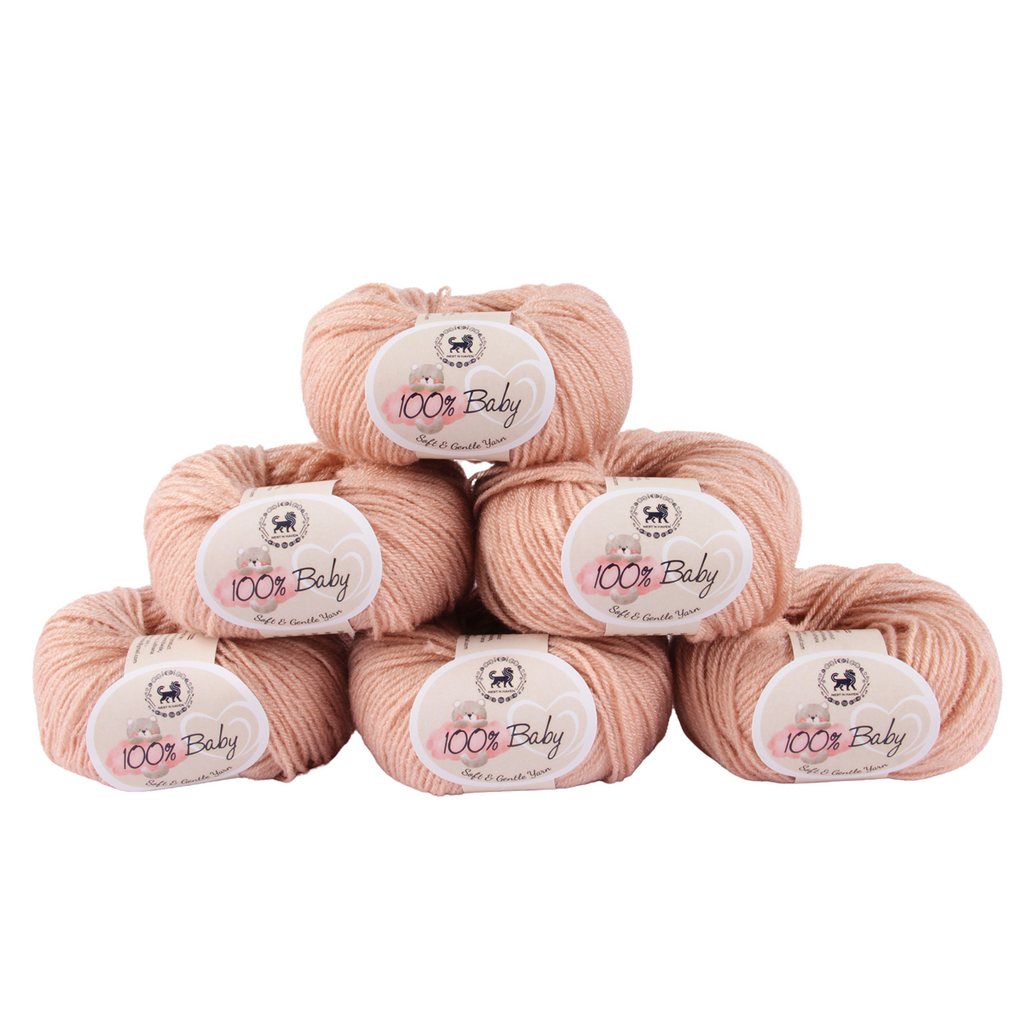 Baby  Yarn  pack of 6 (25gms x 6) 150 gram. - Pinkish Beige