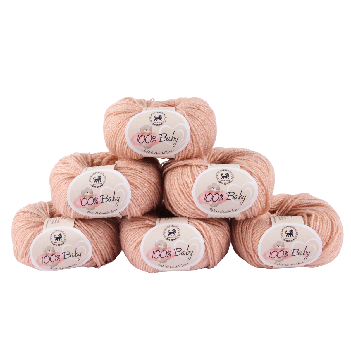 Baby  Yarn  pack of 6 (25gms x 6) 150 gram. - Pinkish Beige