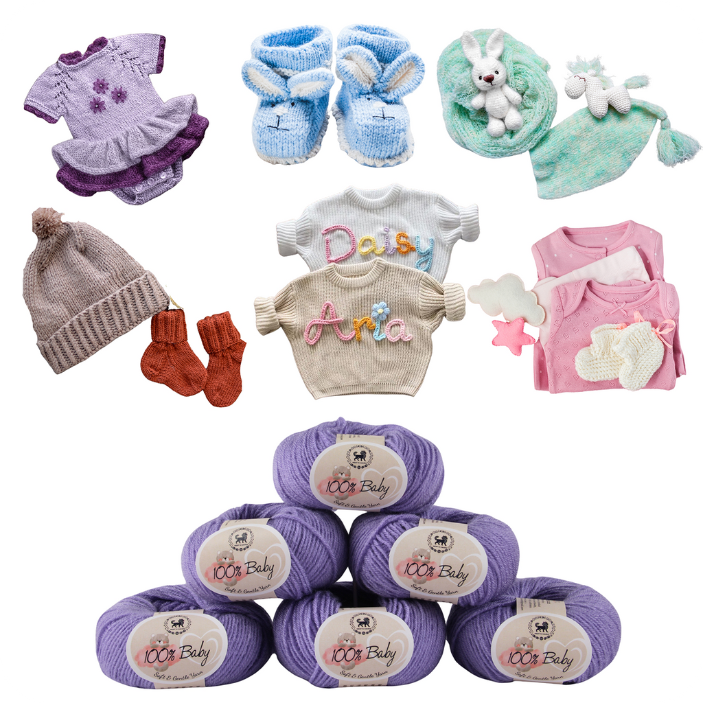 Baby  Yarn  pack of 6 (25gms x 6) 150 gram -  Purple