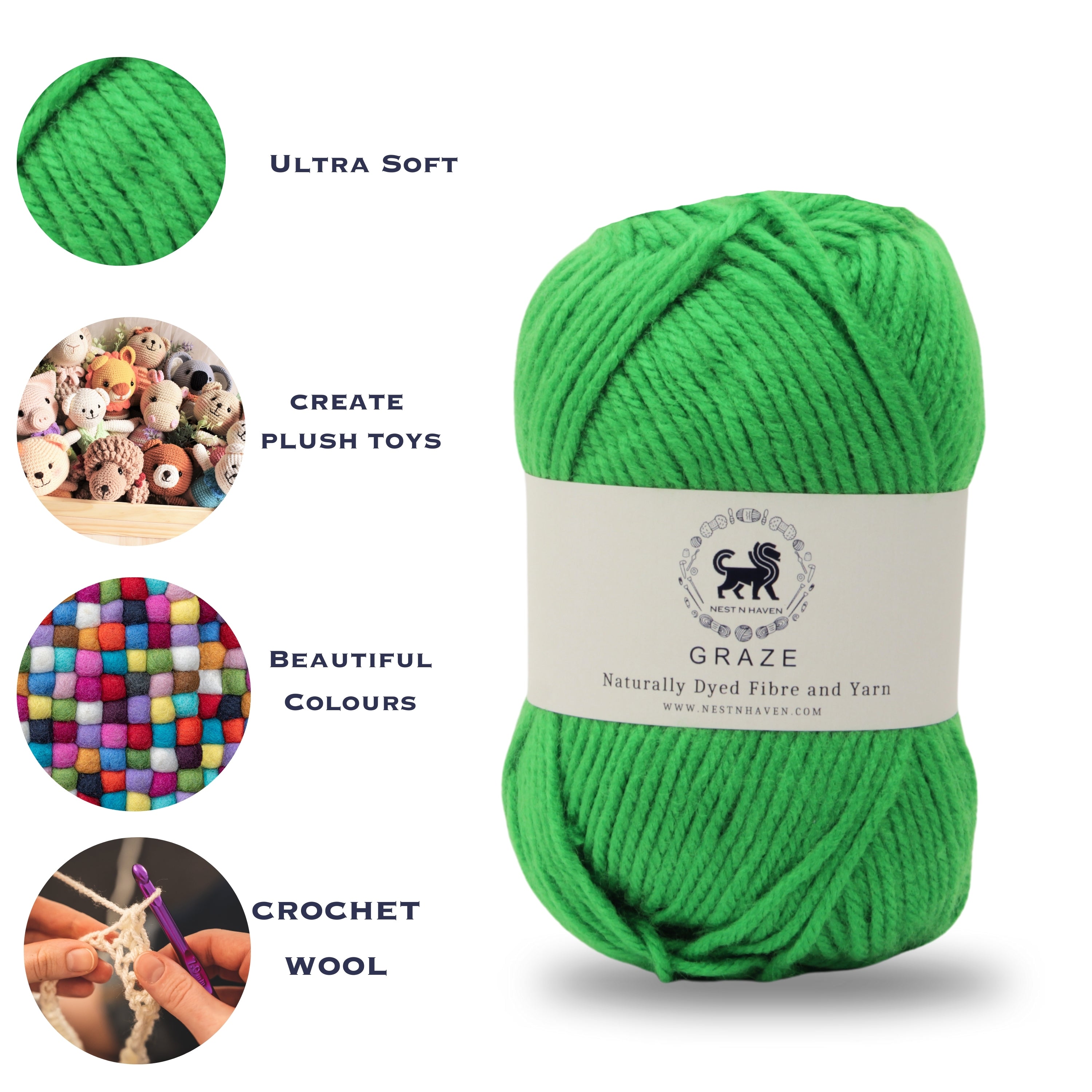 Graze Hand Knitting and Crochet Bulky Yarn (100 gram) - Paris Green