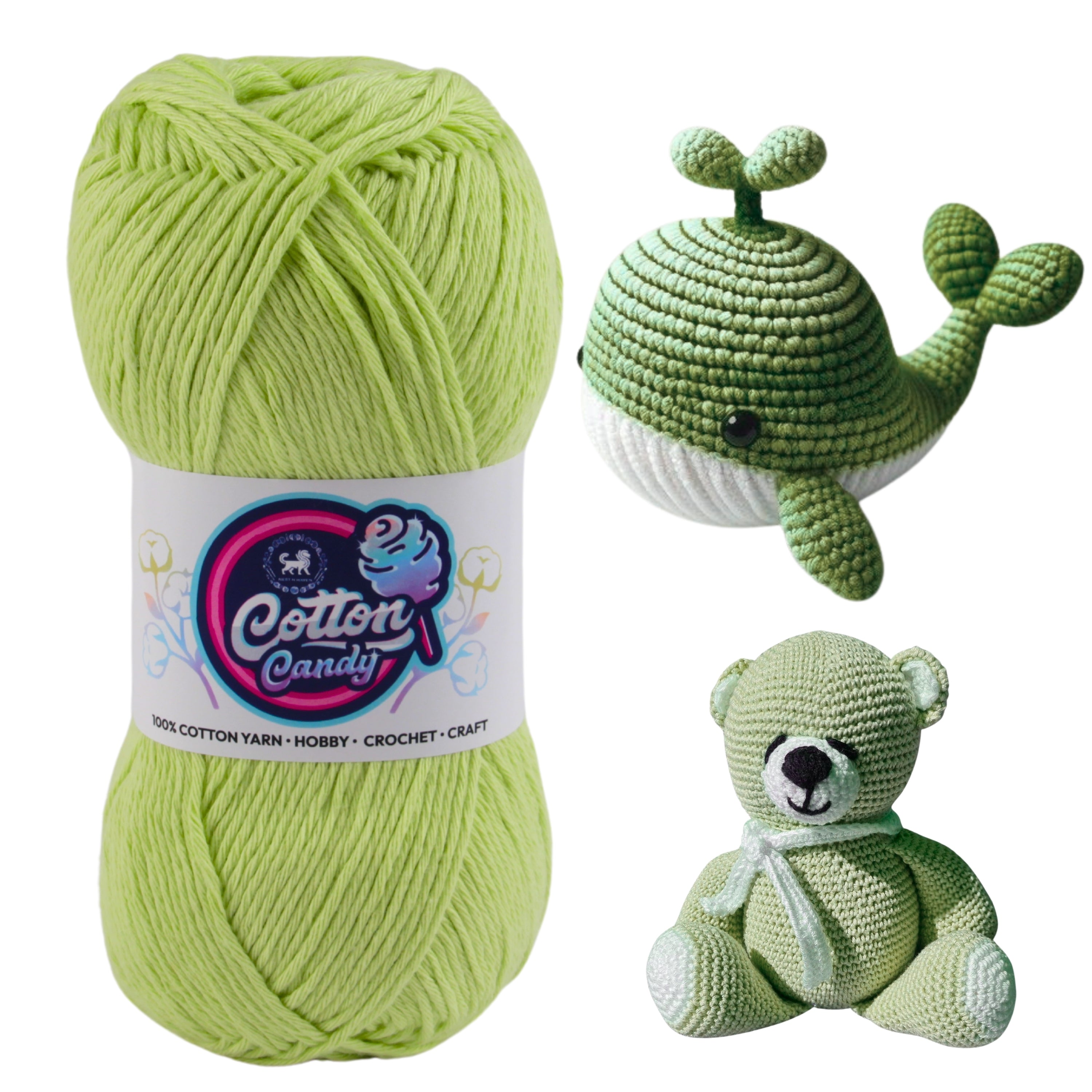 Cotton Candy Cotton Yarn (100 gram) - Parrot Green