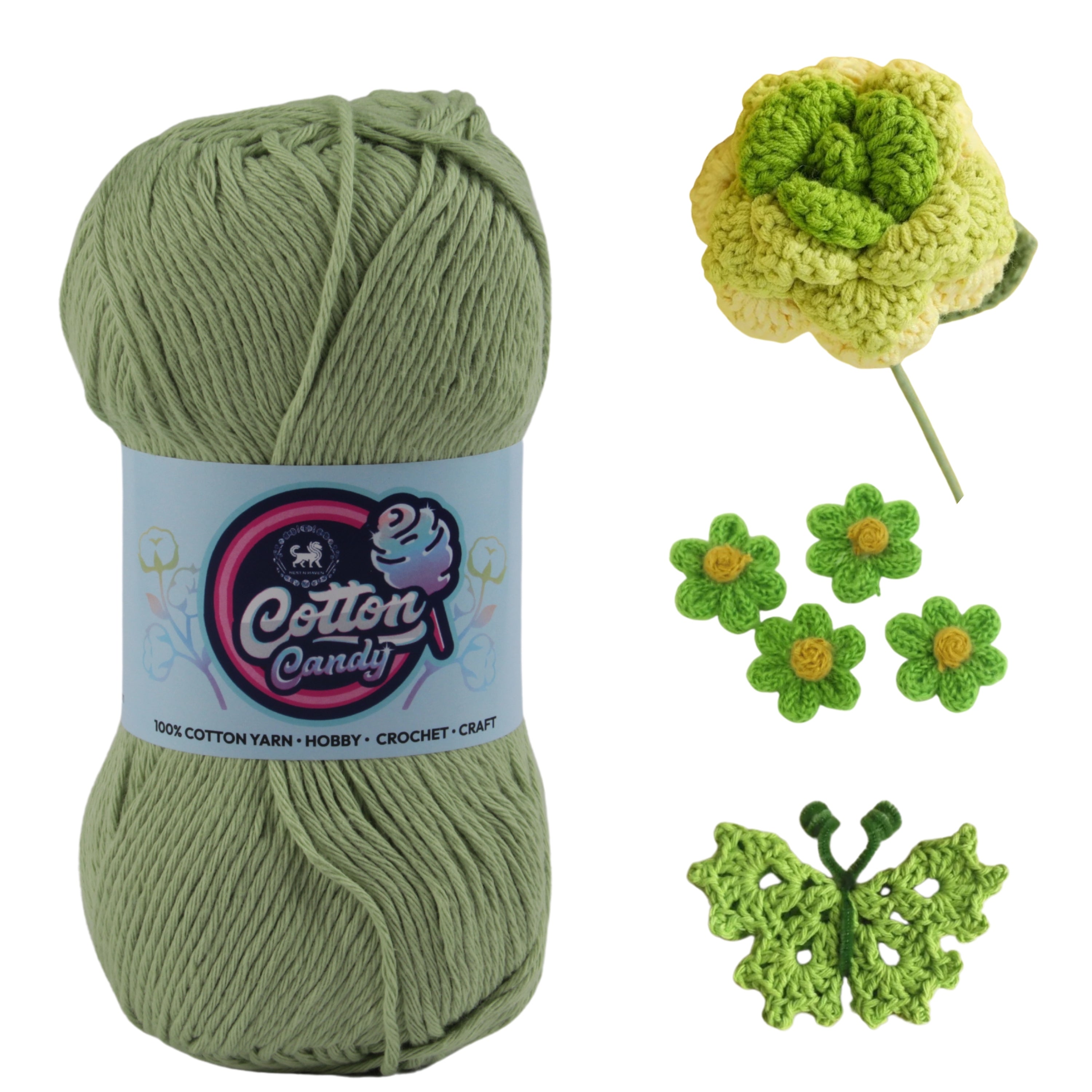 Cotton Candy Cotton Yarn (100 gram) - Pista Green