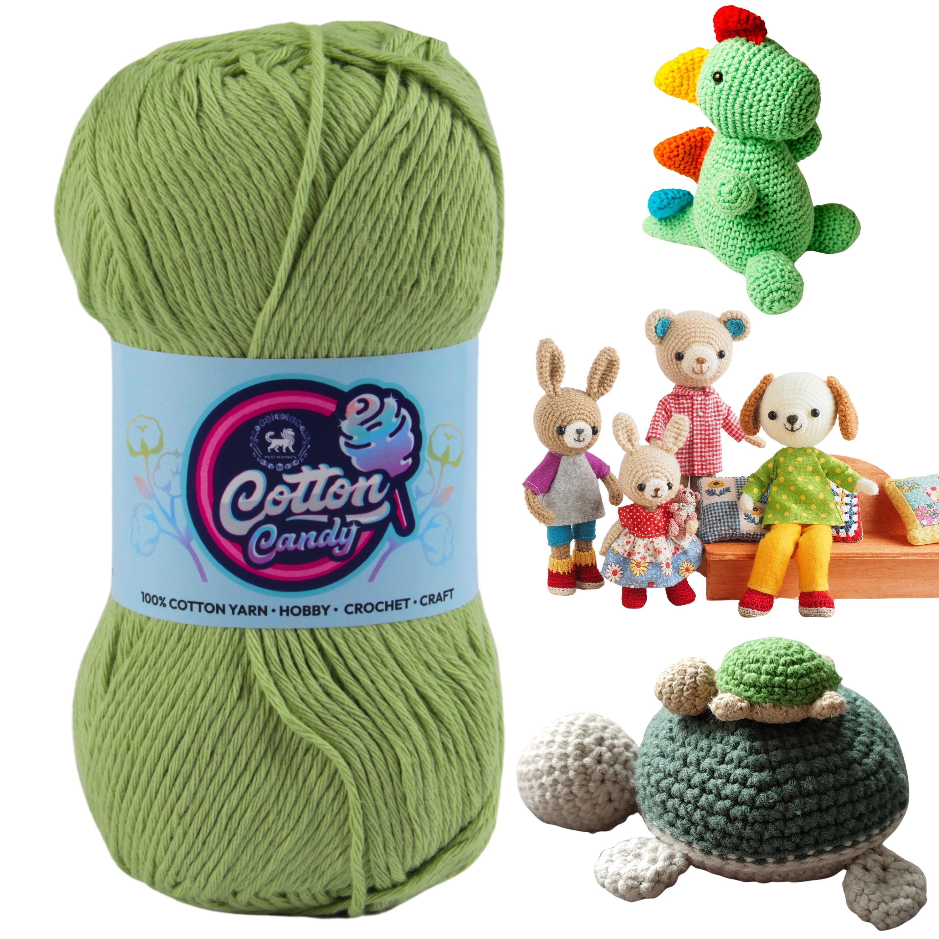 Cotton Candy Cotton Yarn (100 gram) - Pista Green