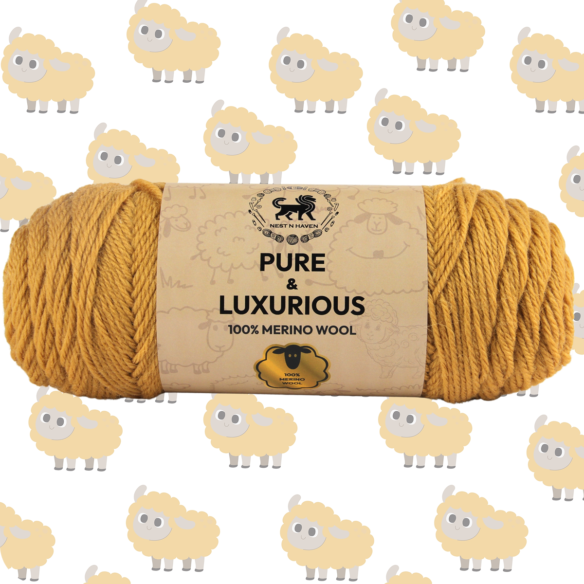Pure and Luxurious 100% Merino Wool (100 gram) -  Camel (Yellow)