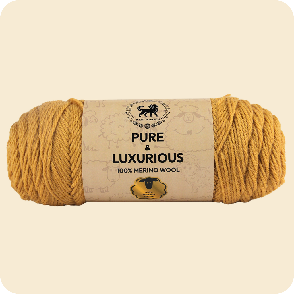 Pure and Luxurious 100% Merino Wool (100 gram) -  Camel (Yellow)