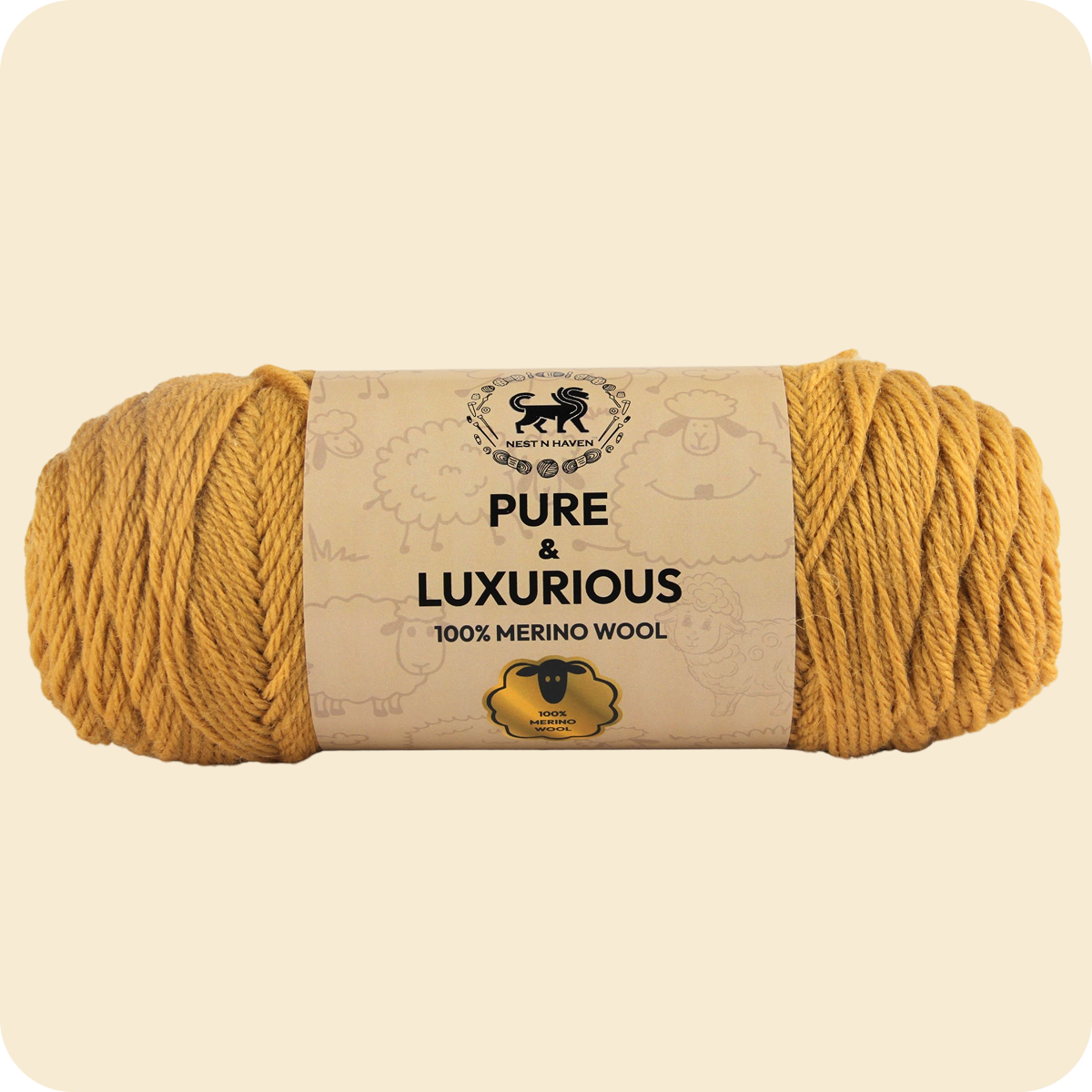 Pure and Luxurious 100% Merino Wool (100 gram) -  Camel (Yellow)