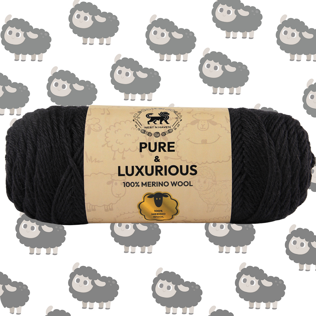 Pure and Luxurious 100% Merino Wool (100 gram) -  Black