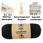 Pure and Luxurious 100% Merino Wool (100 gram) -  Black