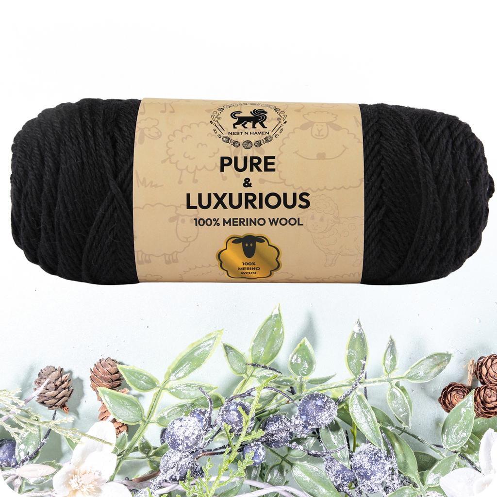 Pure and Luxurious 100% Merino Wool (100 gram) -  Black