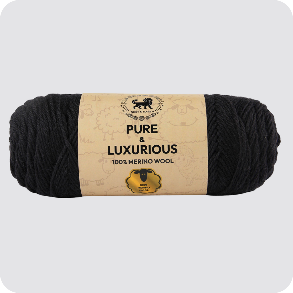 Pure and Luxurious 100% Merino Wool (100 gram) -  Black