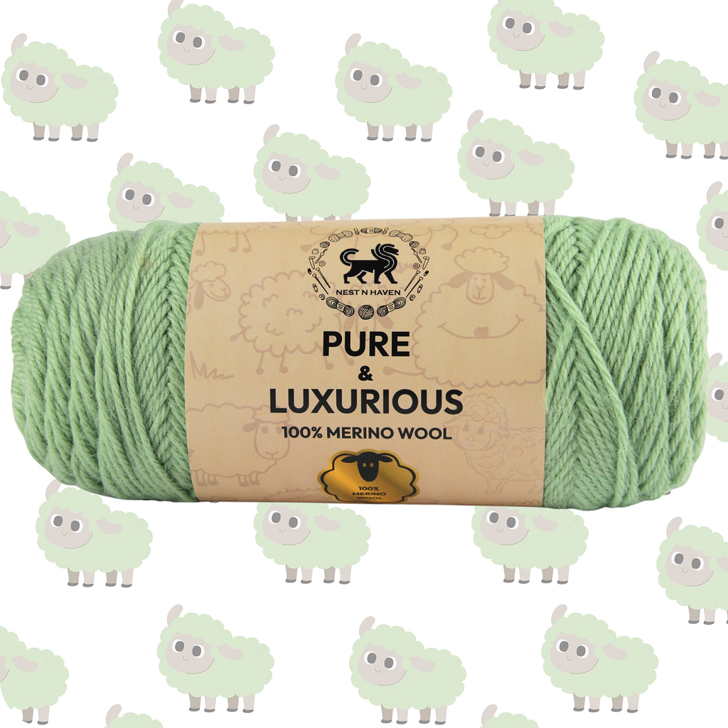 Pure and Luxurious 100% Merino Wool (100 gram) -  Green