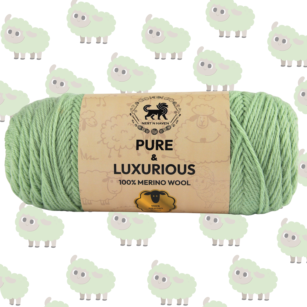 Pure and Luxurious 100% Merino Wool (100 gram) -  Green