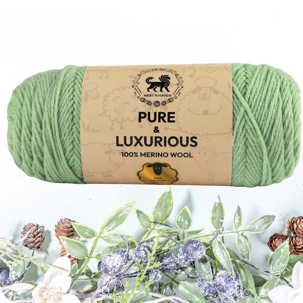 Pure and Luxurious 100% Merino Wool (100 gram) -  Green
