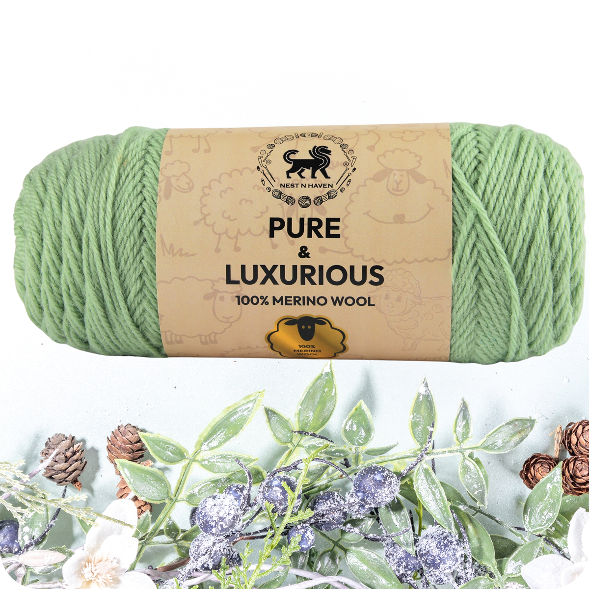 Pure and Luxurious 100% Merino Wool (100 gram) -  Green