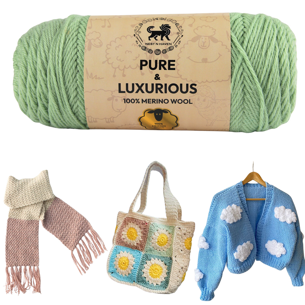 Pure and Luxurious 100% Merino Wool (100 gram) -  Green