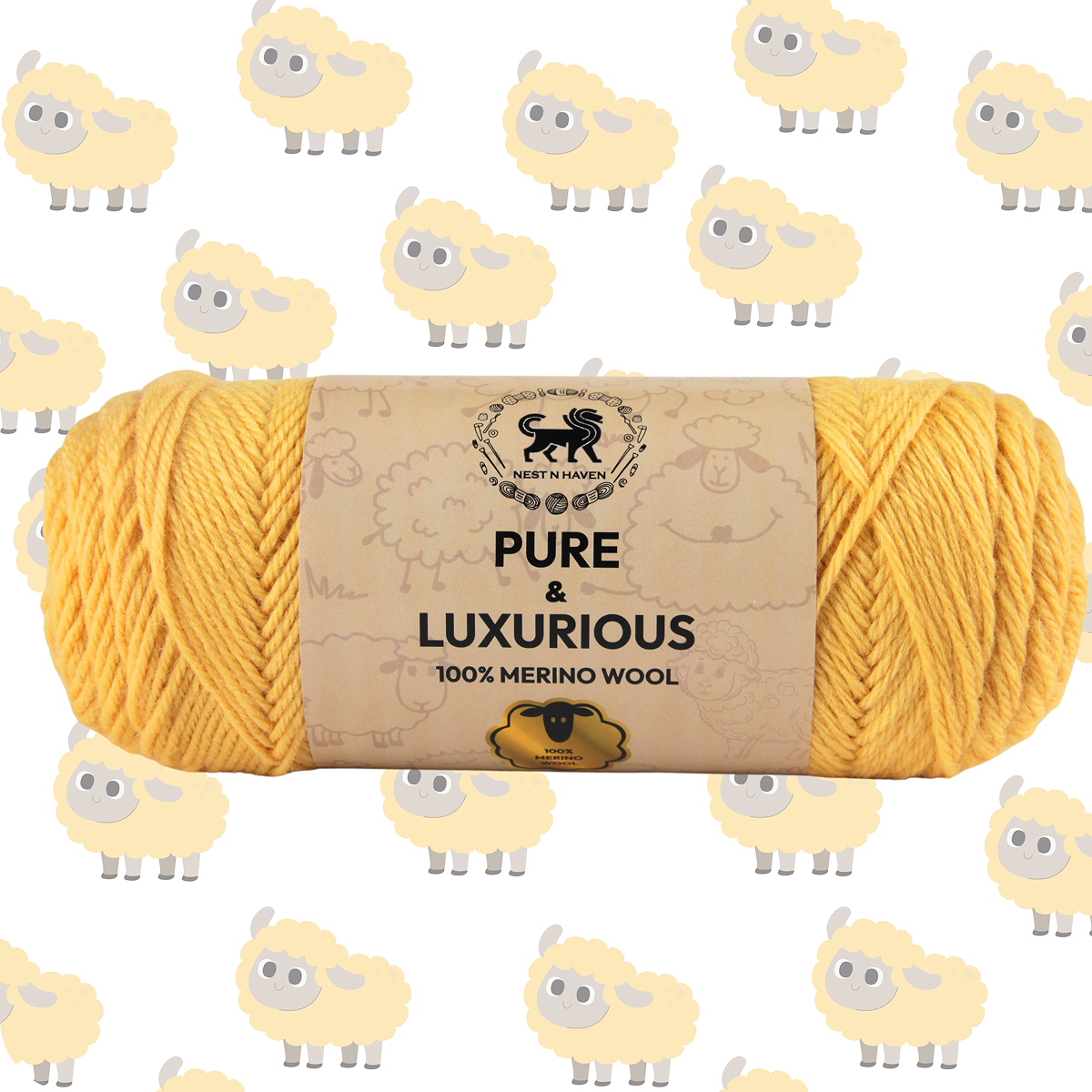 Pure and Luxurious 100% Merino Wool (100 gram) -  Yellow