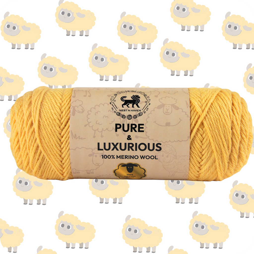 Pure and Luxurious 100% Merino Wool (100 gram) -  Yellow