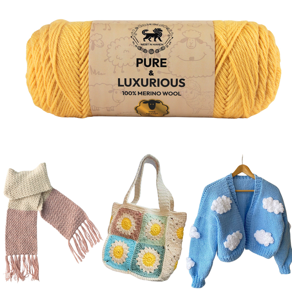 Pure and Luxurious 100% Merino Wool (100 gram) -  Yellow