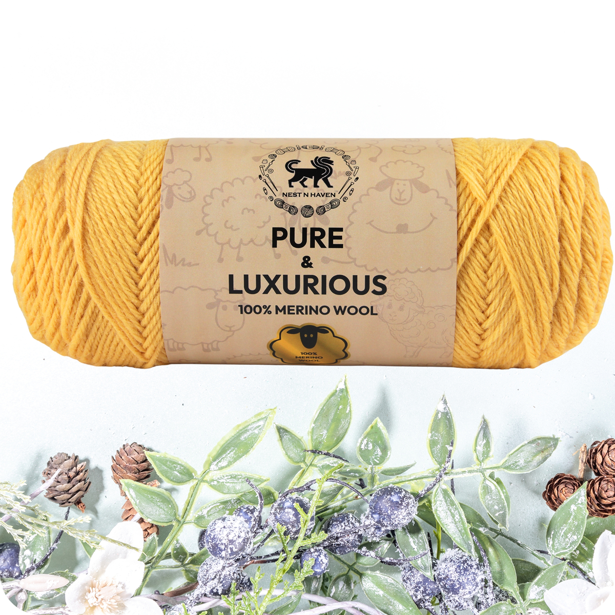 Pure and Luxurious 100% Merino Wool (100 gram) -  Yellow