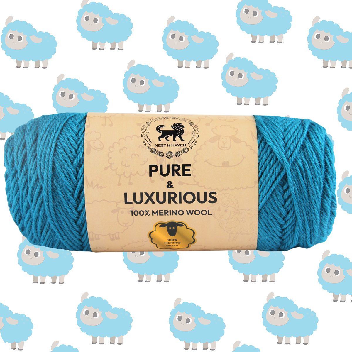Pure and Luxurious 100% Merino Wool (100 gram) -  Teal Blue