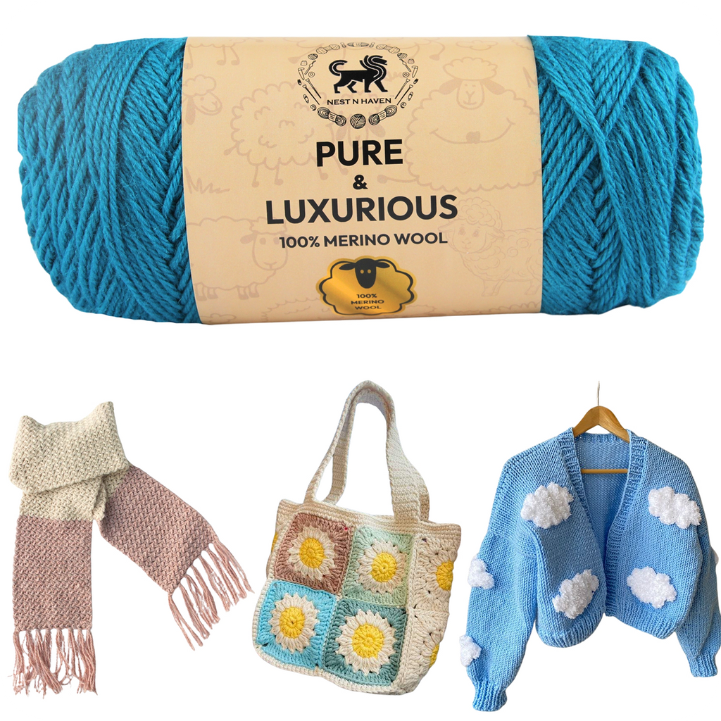 Pure and Luxurious 100% Merino Wool (100 gram) -  Teal Blue