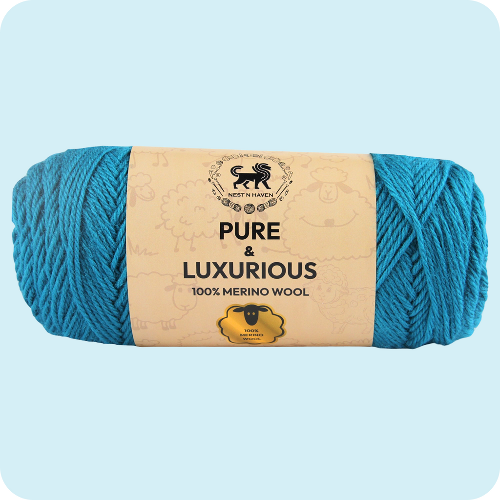 Pure and Luxurious 100% Merino Wool (100 gram) -  Teal Blue