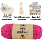 Pure and Luxurious 100% Merino Wool (100 gram) -  Pink