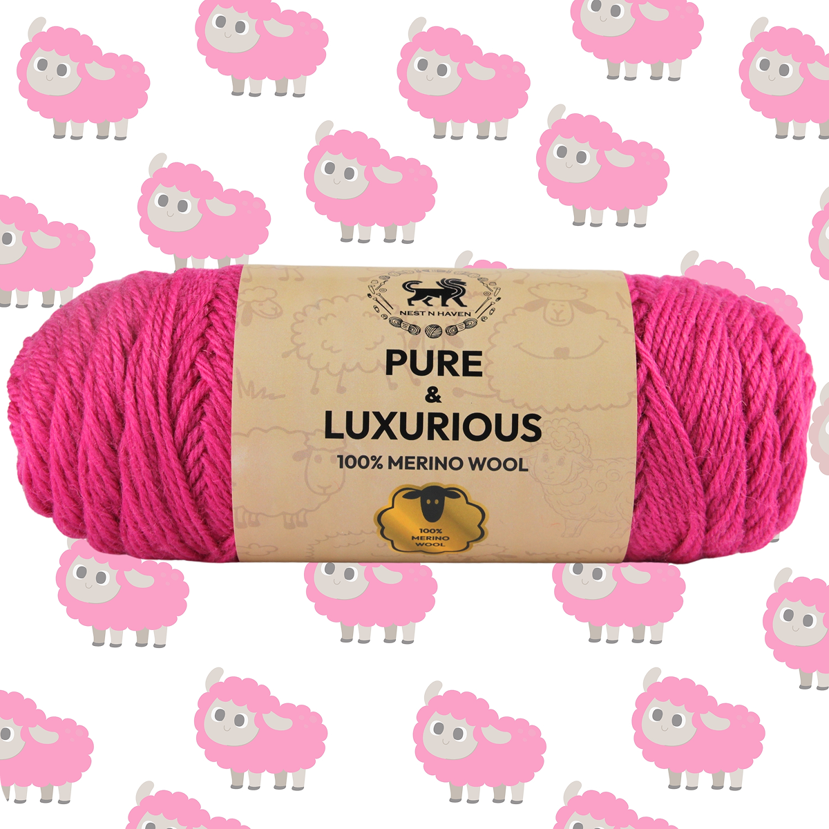 Pure and Luxurious 100% Merino Wool (100 gram) -  Pink